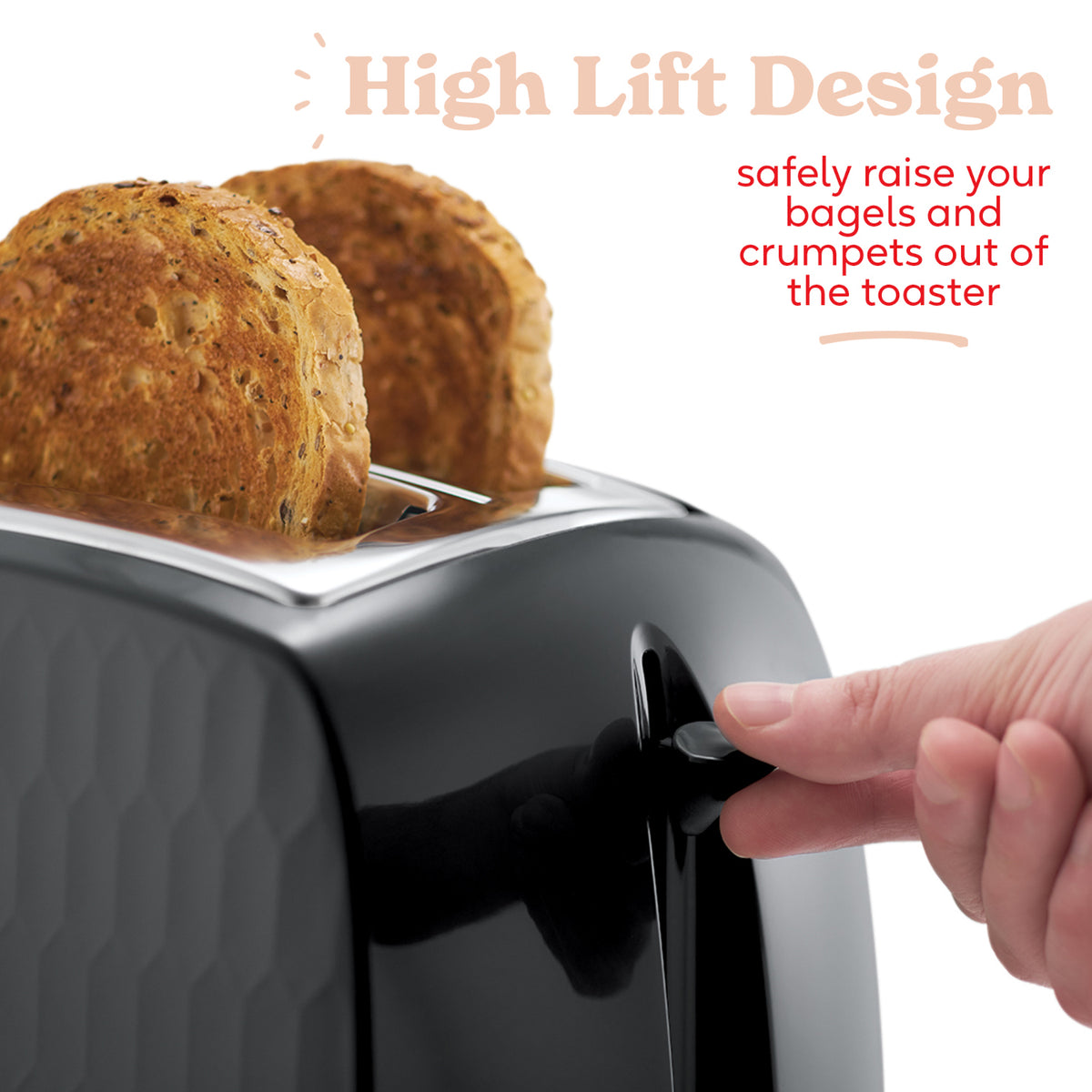Russell Hobbs Honeycomb 2 Slice Toaster - Black | 26061
