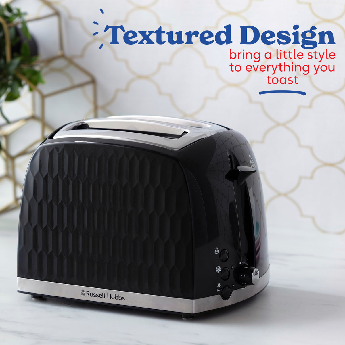 Russell Hobbs Honeycomb 2 Slice Toaster - Black | 26061