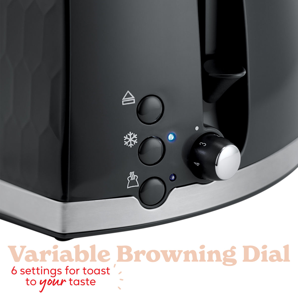 Russell Hobbs Honeycomb 2 Slice Toaster - Black | 26061