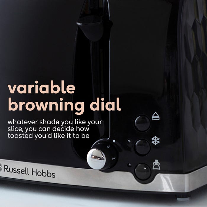 Russell Hobbs Honeycomb 4 Slice Toaster - Black | 26071