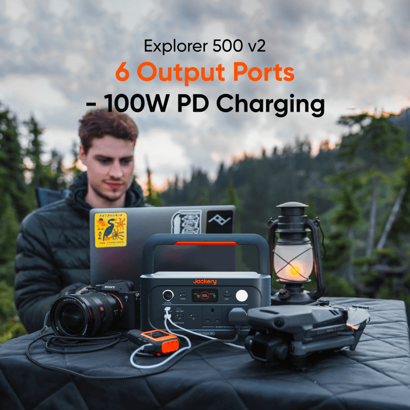 Jackery Explorer 500 v2 Portable Power Station - Black & Orange | 263-21-0001-000276
