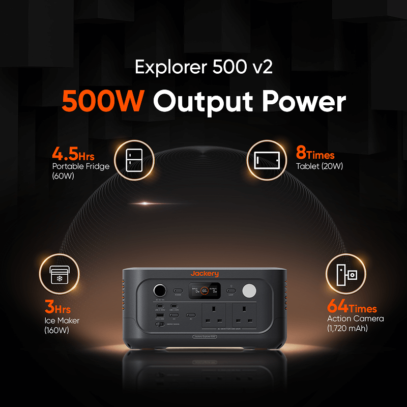 Jackery Explorer 500 v2 Portable Power Station - Black & Orange | 263-21-0001-000276