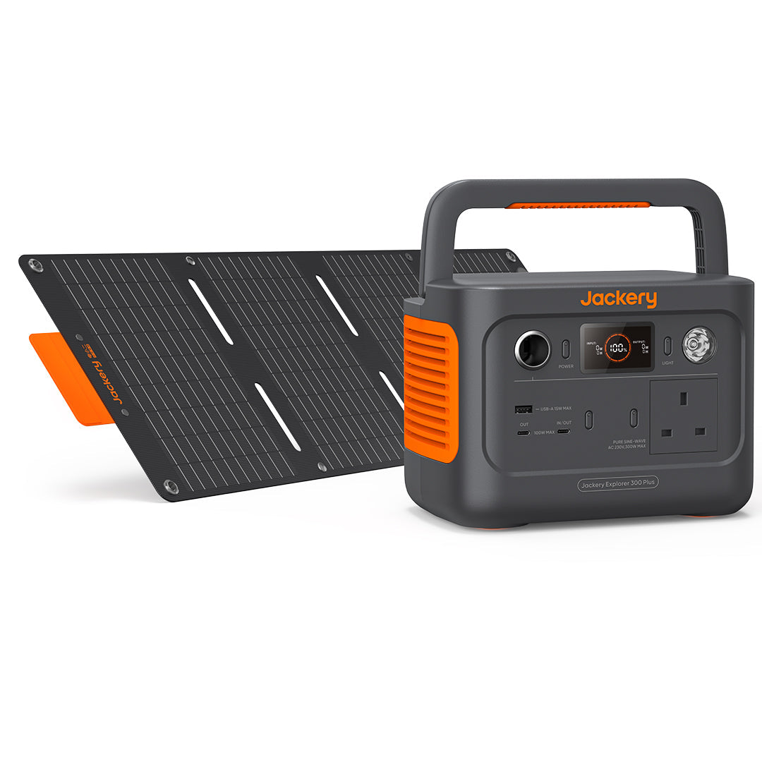 Jackery 300 Plus Solar Generator - Black & Orange | 263-60-0304-UKB1A1