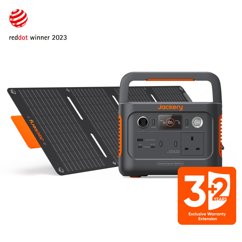 Jackery 300 Plus Solar Generator - Black & Orange | 263-60-0304-UKB1A1