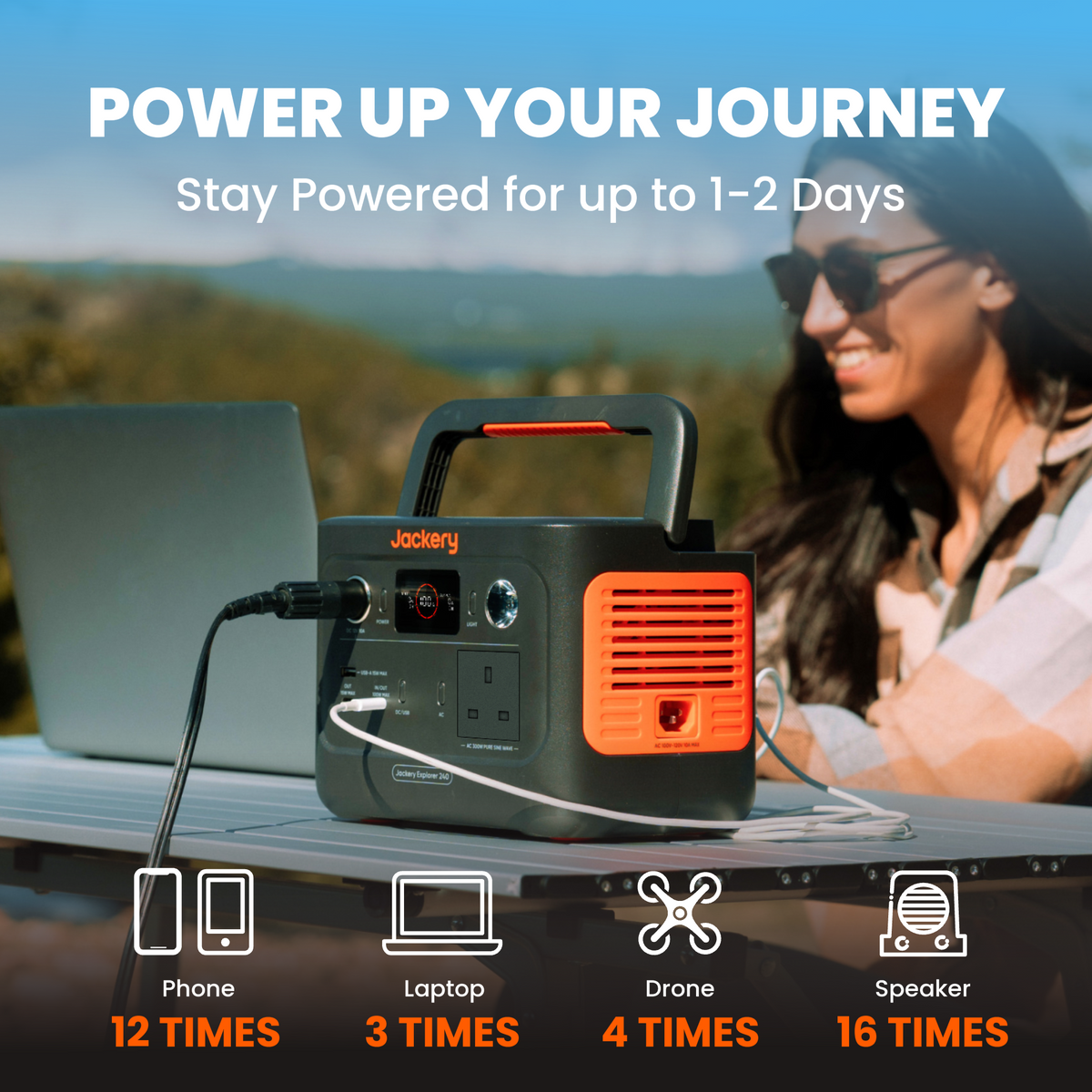 Jackery Explorer 240 v2 Portable Power Station - Black & Orange | 263-70-0240-UKO001