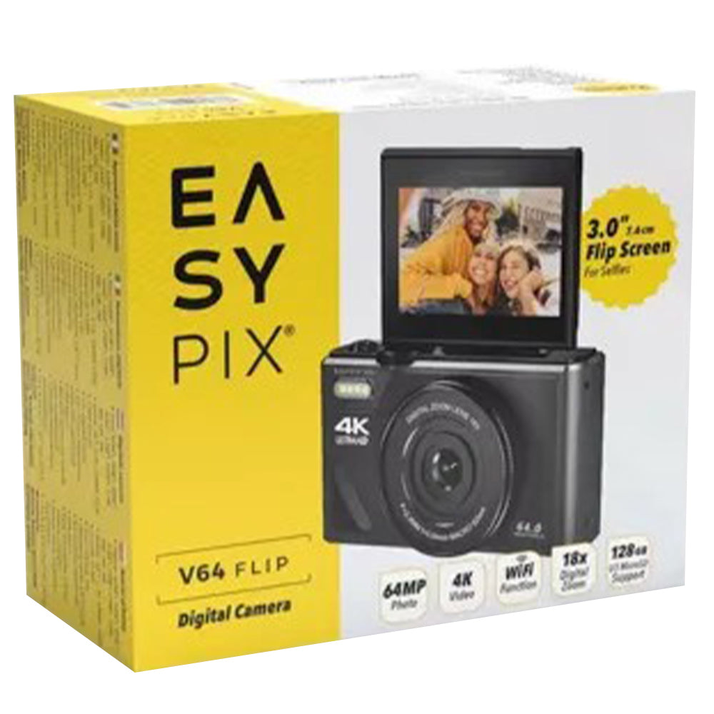 EasyPix V64 Flip 64MP Digital Camera - Black | 267-20203 from EasyPix - DID Electrical