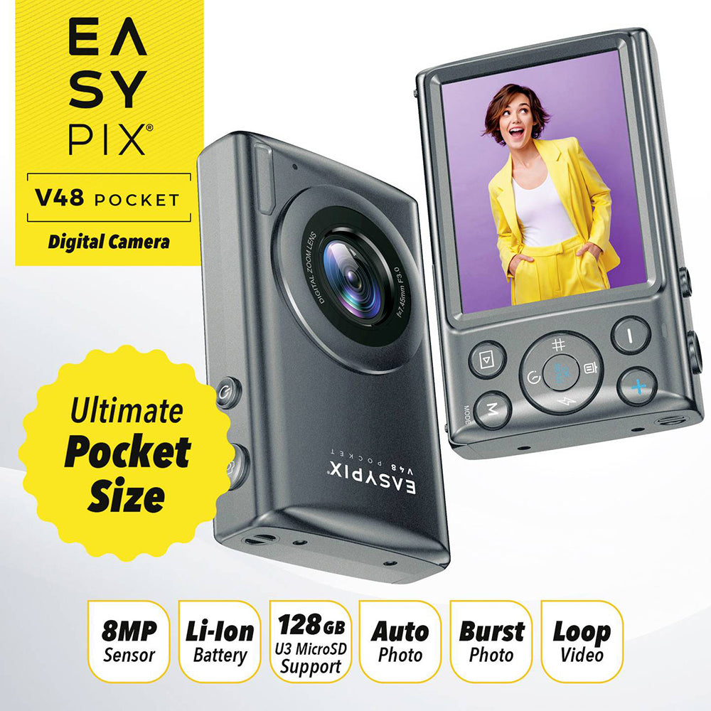 EasyPix V48 Pocket 8MP Digital Camera - Anthracite | 267-20212 from EasyPix - DID Electrical