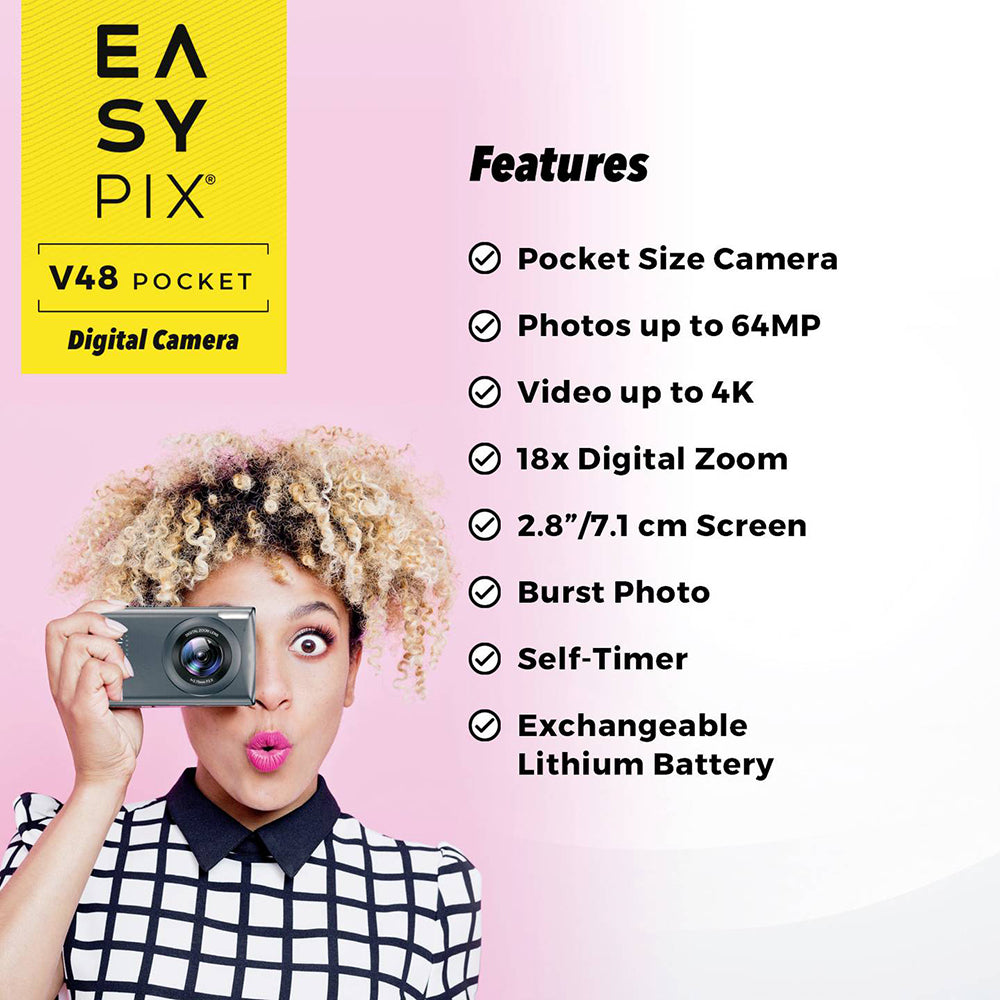 EasyPix V48 Pocket 8MP Digital Camera - Anthracite | 267-20212 from EasyPix - DID Electrical