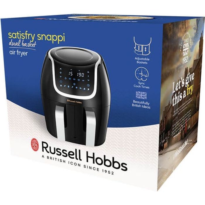 Russell Hobbs Satisfry Snappi 8.5L 1800W Dual Basket Air Fryer - Black | 27290 from Russell Hobbs - DID Electrical