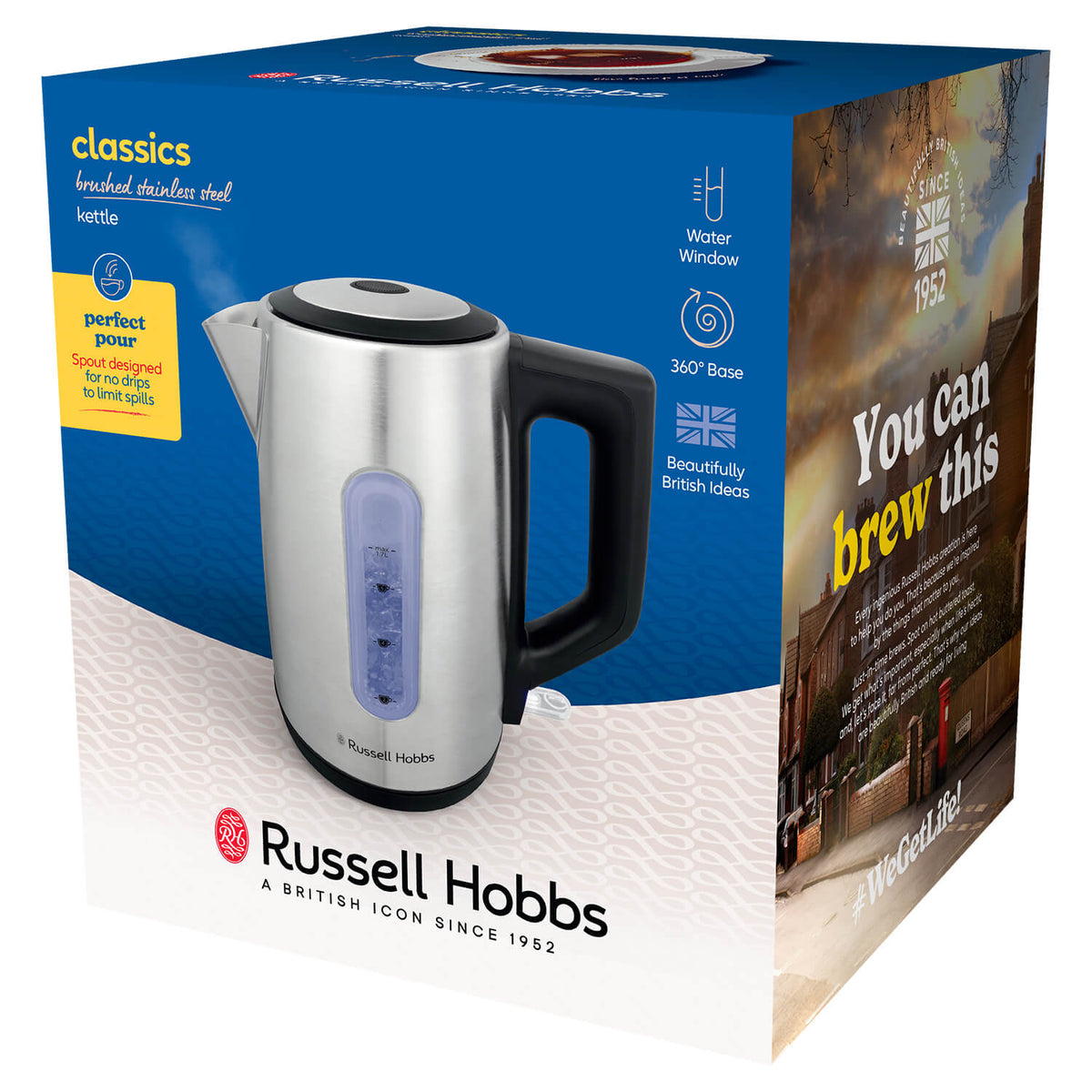 Russell Hobbs Classics Illuminated Kettle - Brushed Stainless Steel | 27380 from Russell Hobbs - DID Electrical