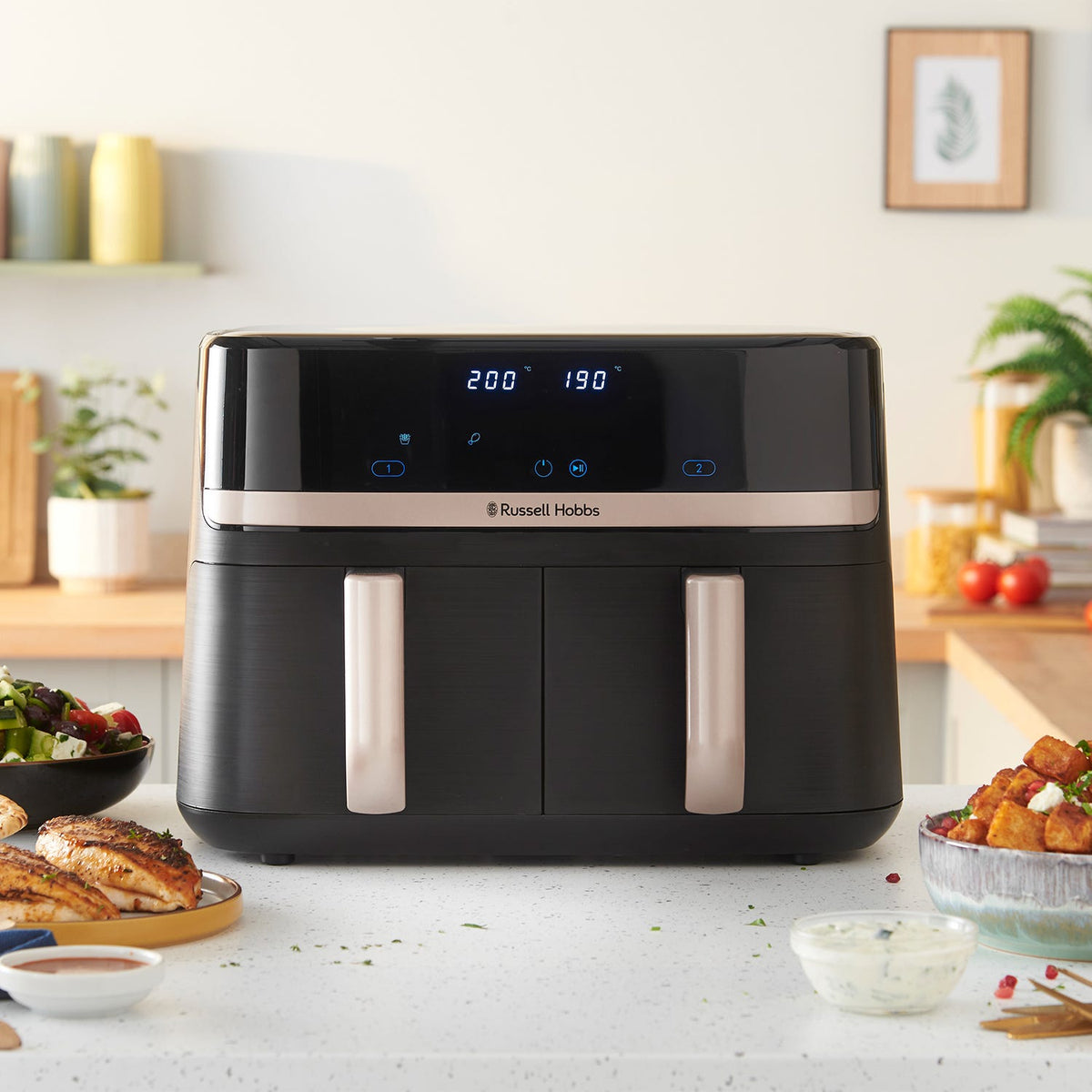 Russell Hobbs Satisfry 9L Dual Basket Air Fryer - Black | 27680 from Russell Hobbs - DID Electrical