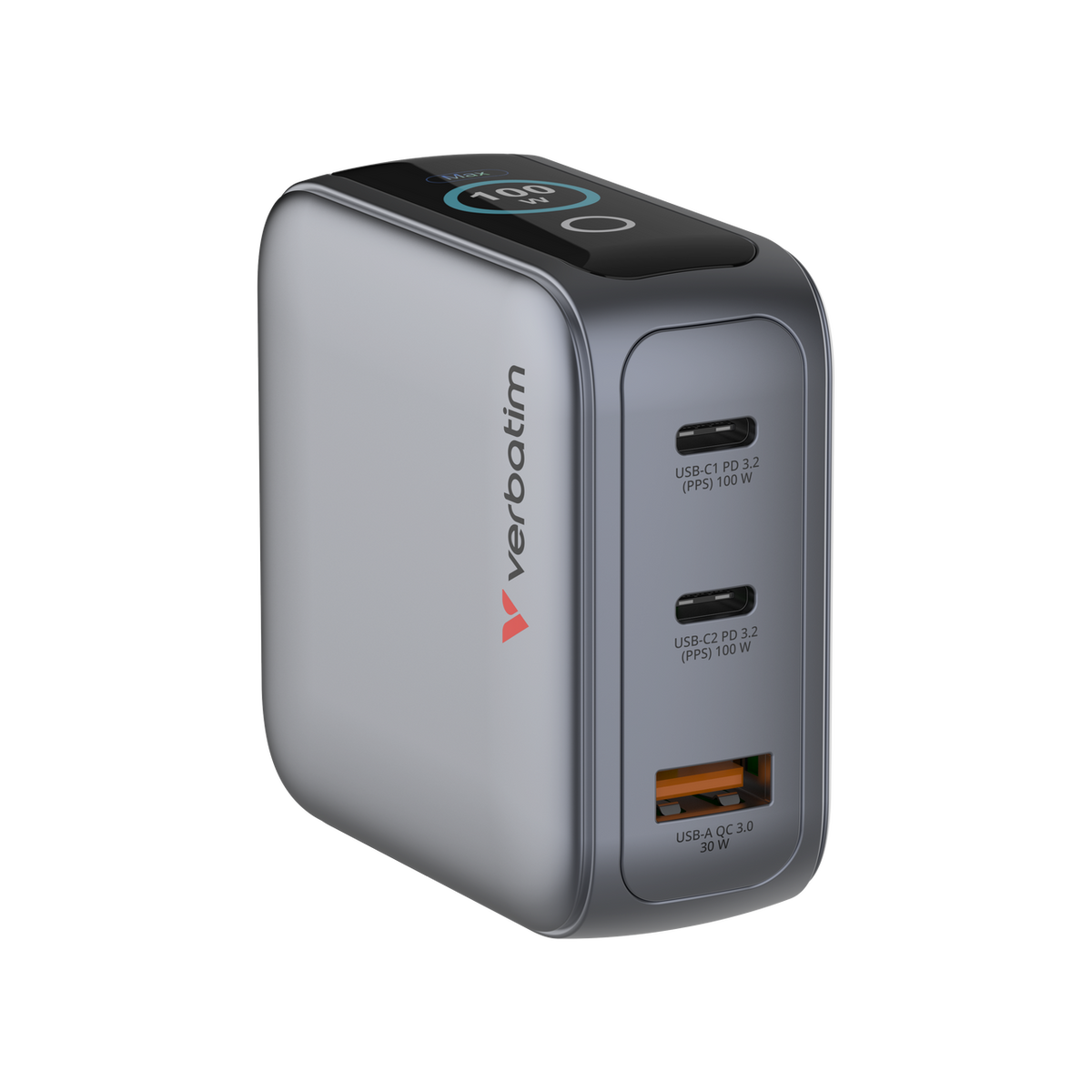 Verbatim 100W Mini GaN Charger with Display | 30239