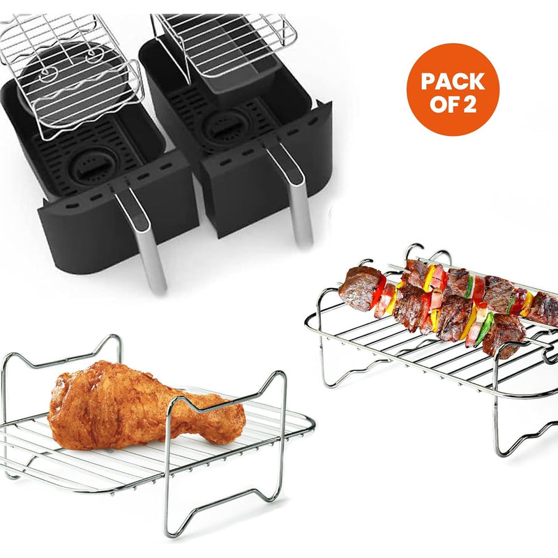 Fleming Metal Air Fryer Rack With Skewers Stainless Steel 323744