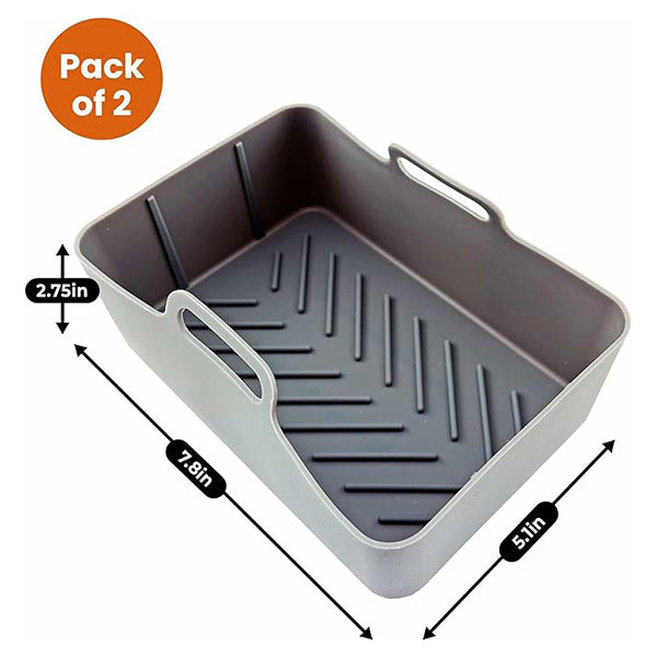 Schallen Rectangle Reusable Easy Clean Silicone Air Fryer Liners Pot Basket Tray Pack of 2 - Grey | 325359 from Schallen - DID Electrical