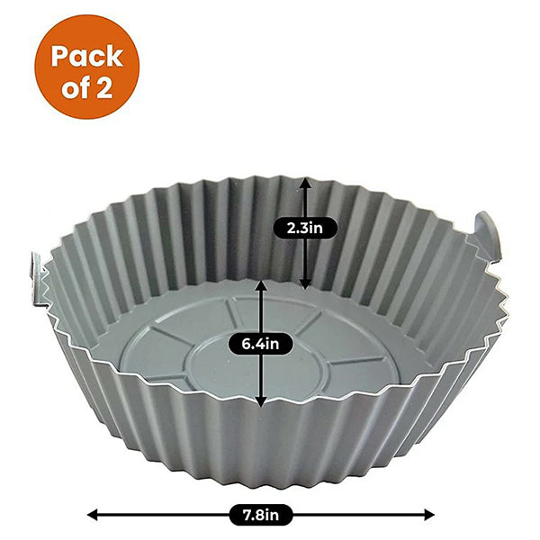 Schallen Round Circular Reusable Easy Clean Silicone Air Fryer Liners Pot Basket Tray Pack of 2 - Grey | 325366 from Schallen - DID Electrical