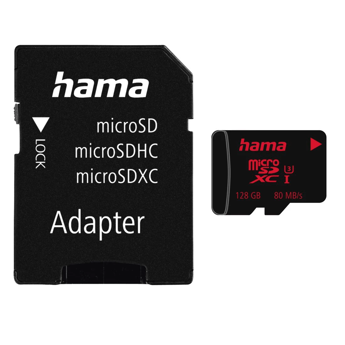 Hama MicroSDXC UHS-I 80MB/s Class 3 128GB Memory Card with Adapter - Black | 345936 from Hama - DID Electrical