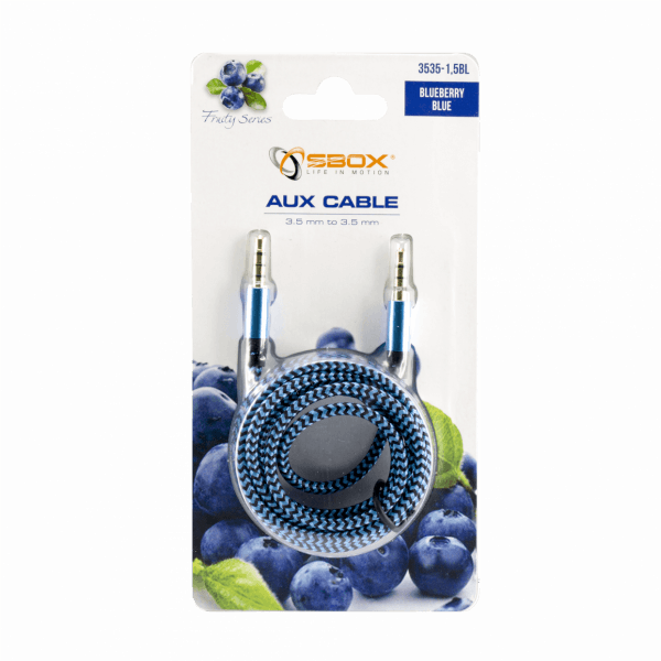 Sbox 1.5M 3.5MM Male Audio AUX Cable - Blue | 3535-1.5BL from Sbox - DID Electrical