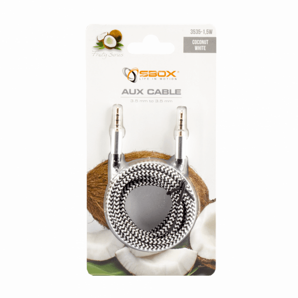 Sbox 1.5M 3.5MM Male Audio AUX Cable - White | 3535-1.5W from Sbox - DID Electrical