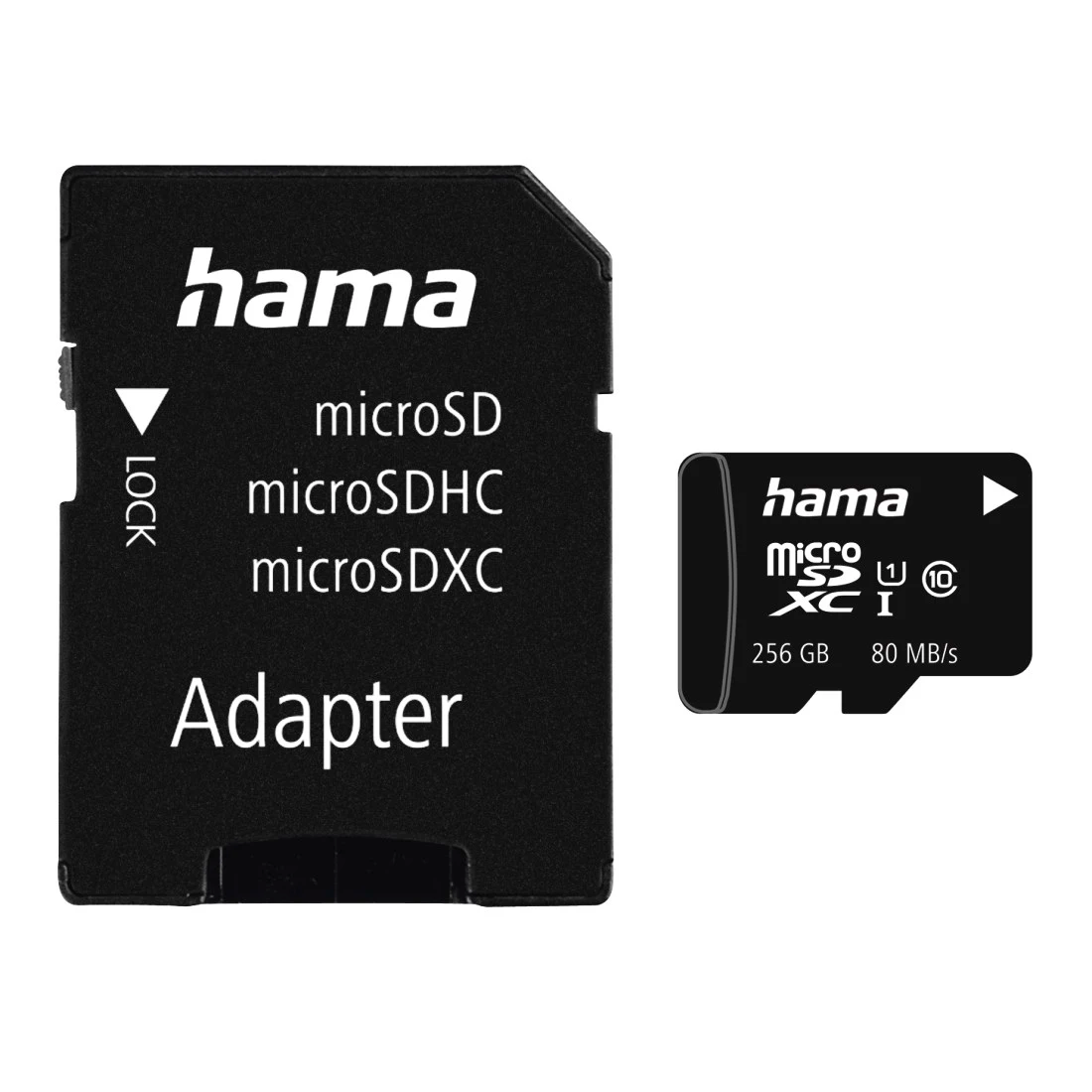 Hama MicroSDXC UHS-I 80MB/s Class 10 256GB Memory Card with Adapter - Black | 334671 from Hama - DID Electrical