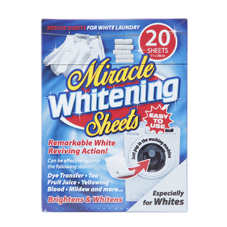 Miracle 11x28cm Clothes Booster Whitening Sheets - Pack of 1 (20 Sheets) - White | 361868 from Miracle - DID Electrical