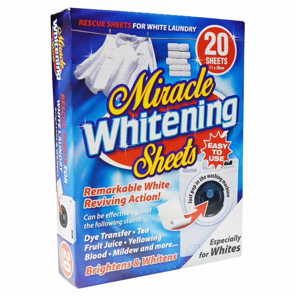 Miracle 11x28cm Clothes Booster Whitening Sheets - Pack of 1 (20 Sheets) - White | 361868 from Miracle - DID Electrical