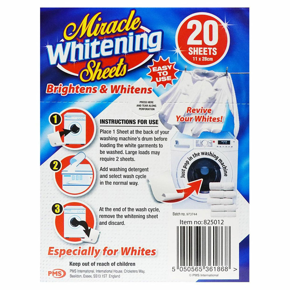 Miracle 11x28cm Clothes Booster Whitening Sheets - Pack of 1 (20 Sheets) - White | 361868 from Miracle - DID Electrical