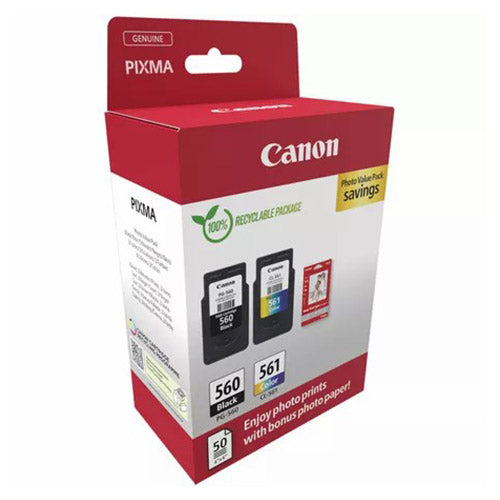 Canon PG-560/CL-561 Ink Cartridge with Photo Paper - Black & Colour | 3713C008 from Canon - DID Electrical