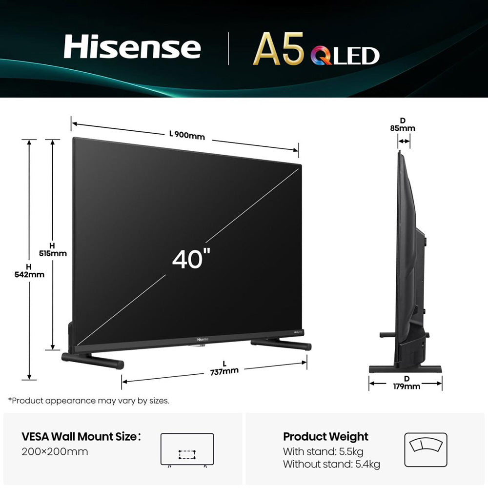 Hisense A5Q 40" FHD Smart TV - Black | 40A59Q from Hisense - DID Electrical