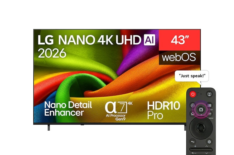 LG NU85 43" 4K Smart TV - Charcoal Black | 43NU850B6LA.AEI