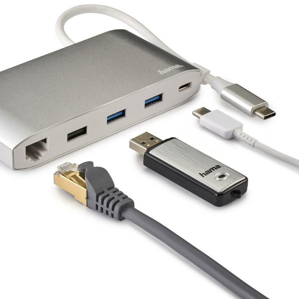 Hama USB-C Multiport Hub - Silver & White | DID.ie - DID Electrical