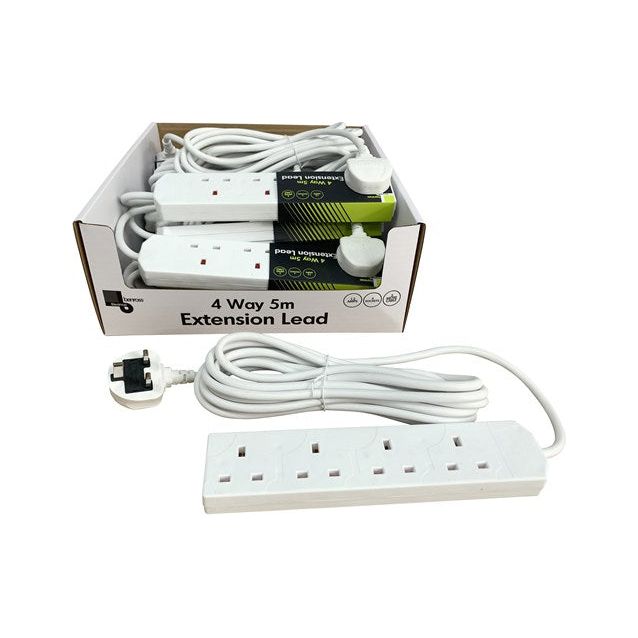 Benross 4 Way 13A 5M Extension Lead - White | 453060 from Benross - DID Electrical