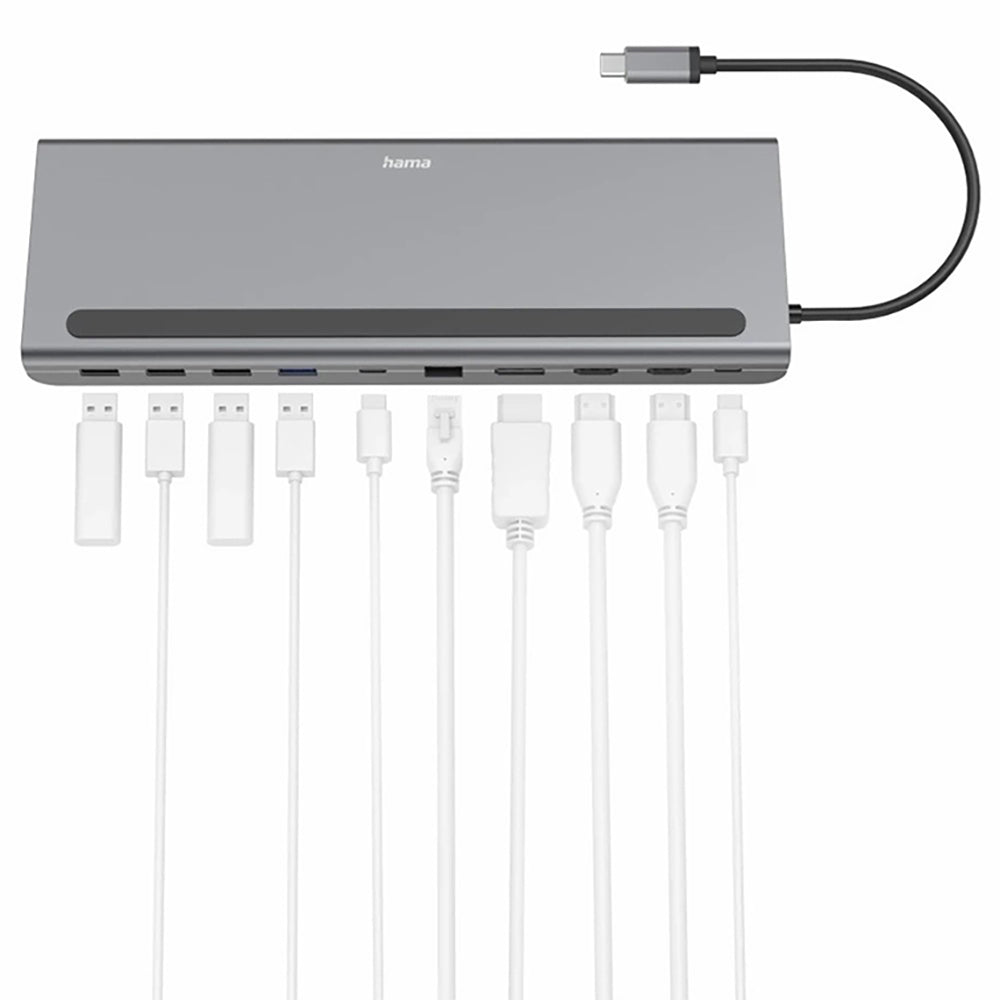 Hama Connect2Office Pro 10 Ports USB-C Docking Station - Grey | 470966 from Hama - DID Electrical