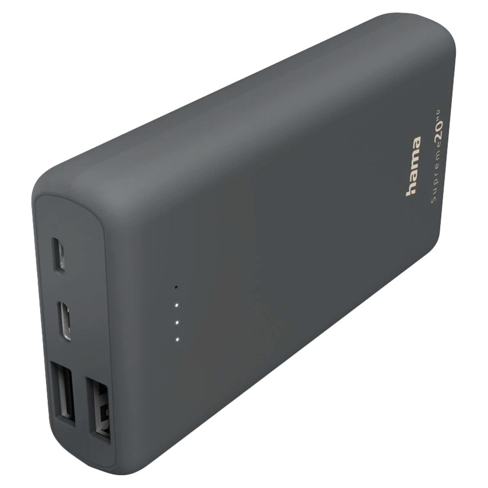 Hama Supreme 20HD 20000mAh USB-C &amp; USB-A Power Bank - Grey | 486653 from Hama - DID Electrical