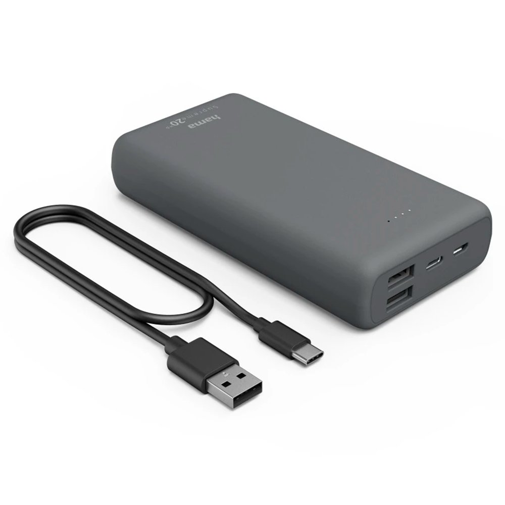 Hama Supreme 20HD 20000mAh USB-C &amp; USB-A Power Bank - Grey | 486653 from Hama - DID Electrical