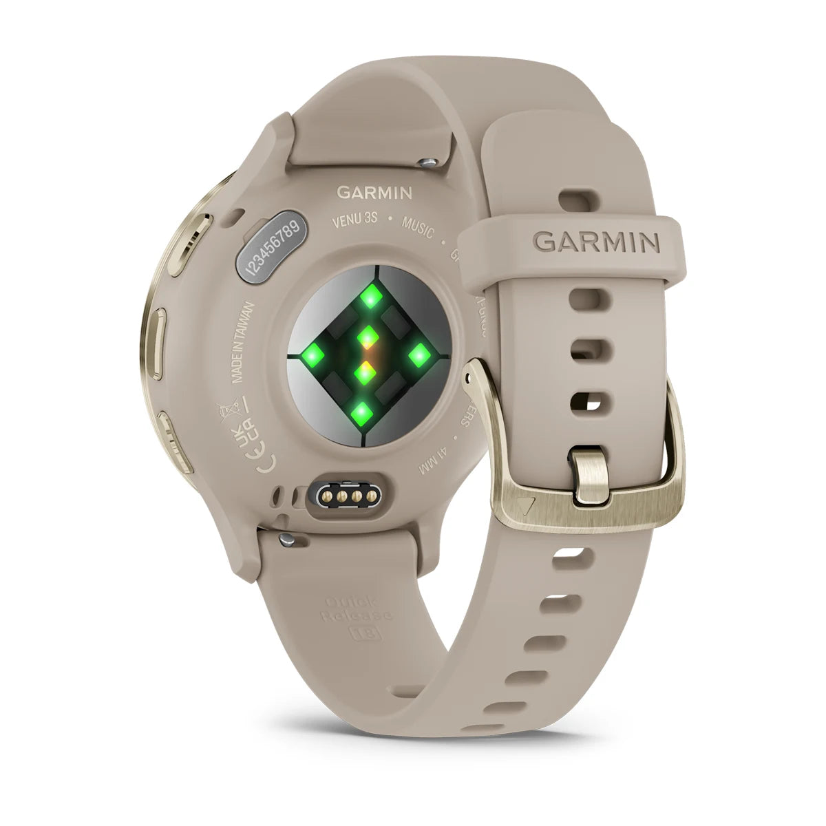Garmin Venu 3S Soft Gold Stainless Steel Bezel Silicone Band - French Grey | 49-GAR-010-02785-02 from Garmin - DID Electrical