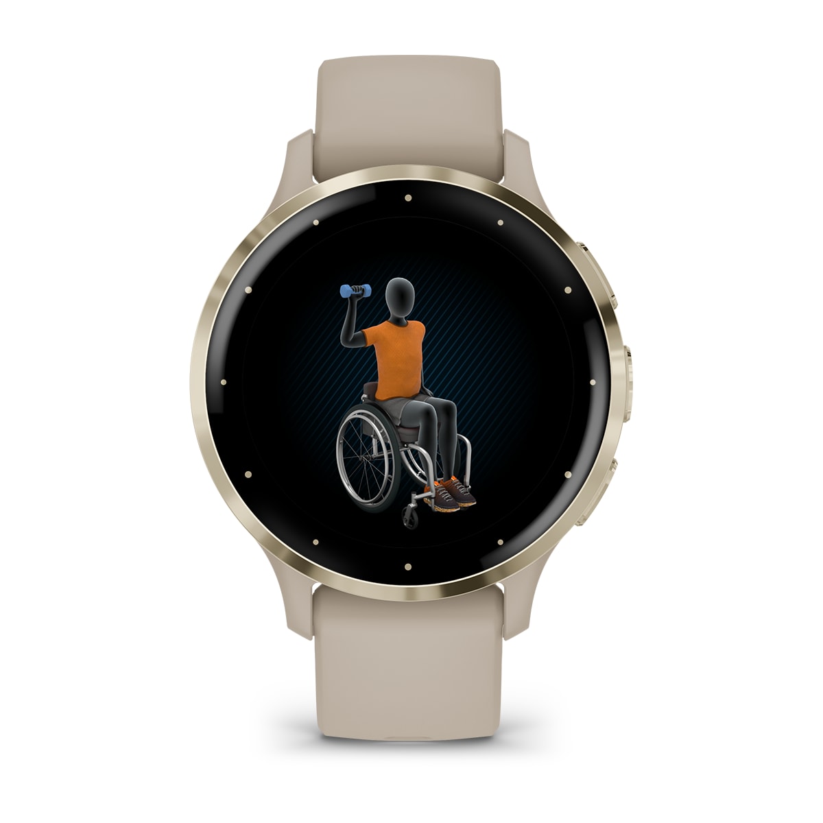Garmin Venu 3S Soft Gold Stainless Steel Bezel Silicone Band - French Grey | 49-GAR-010-02785-02 from Garmin - DID Electrical