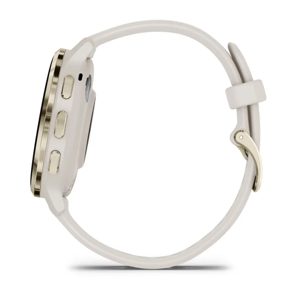 Garmin Venu 3S Soft Gold Stainless Steel Bezel Silicone Band - Ivory | 49-GAR-010-02785-04 from Garmin - DID Electrical