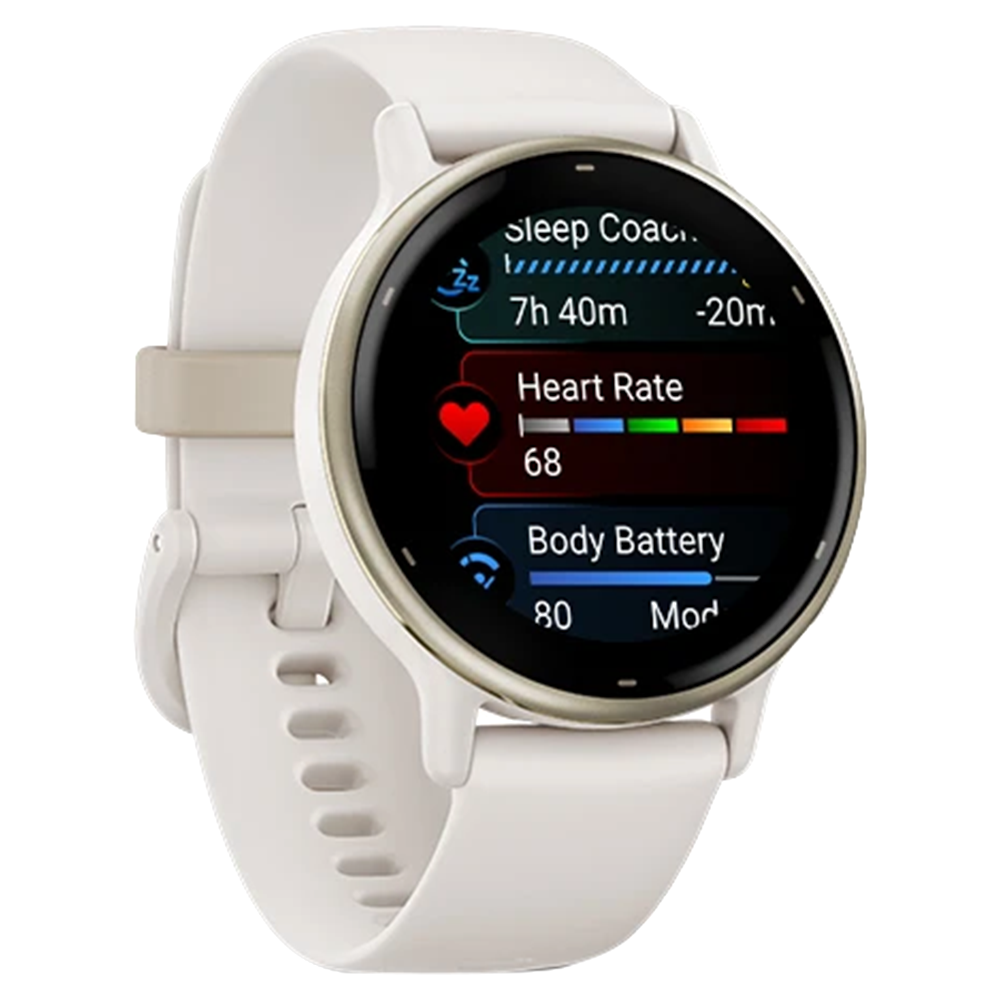 Garmin Vivoactive 5 Aluminium Bezel Silicone Band - Cream Gold & Ivory | 49-GAR-010-02862-11 from Garmin - DID Electrical