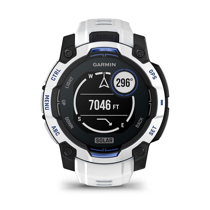 Garmin Instinct 3 45MM Solar Smart Watch with Whitestone and Bolt Blue Band - Whitestone | 49-GAR-010-02934-03 from Garmin - DID Electrical