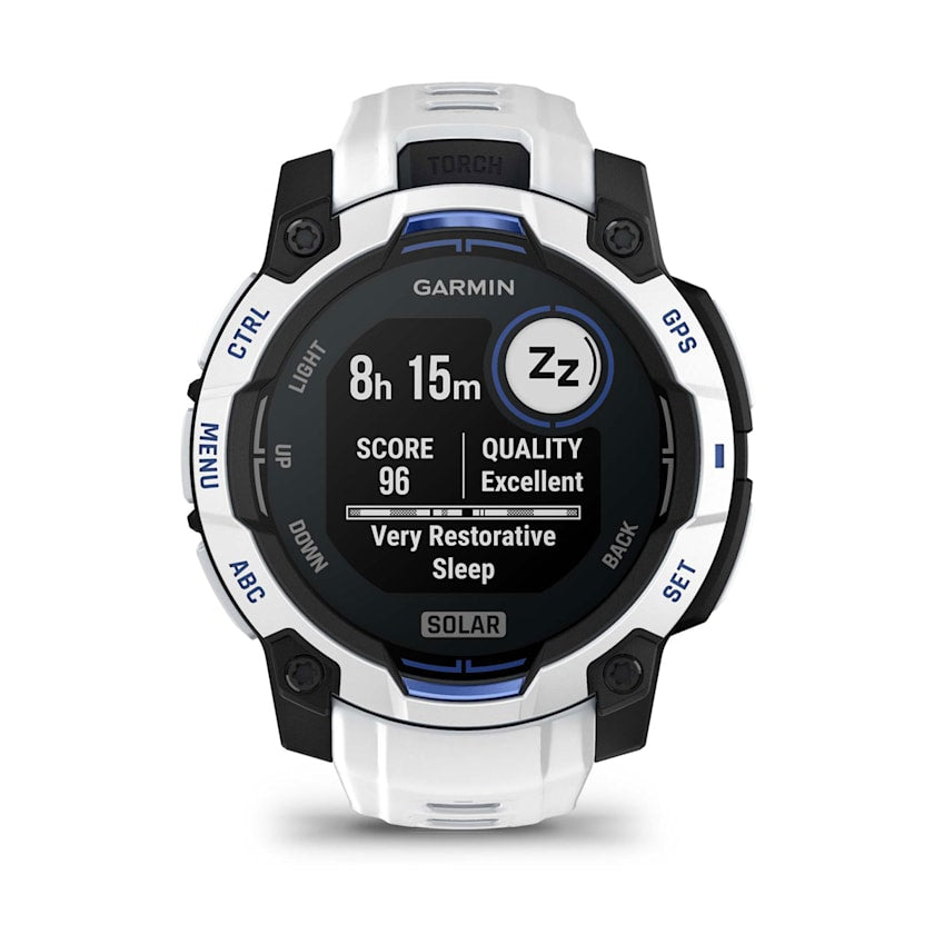 Garmin Instinct 3 45MM Solar Smart Watch with Whitestone and Bolt Blue Band - Whitestone | 49-GAR-010-02934-03 from Garmin - DID Electrical