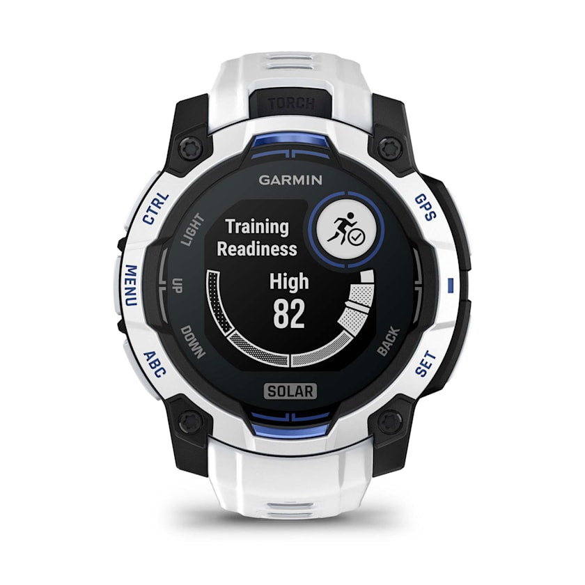 Garmin Instinct 3 45MM Solar Smart Watch with Whitestone and Bolt Blue Band - Whitestone | 49-GAR-010-02934-03 from Garmin - DID Electrical