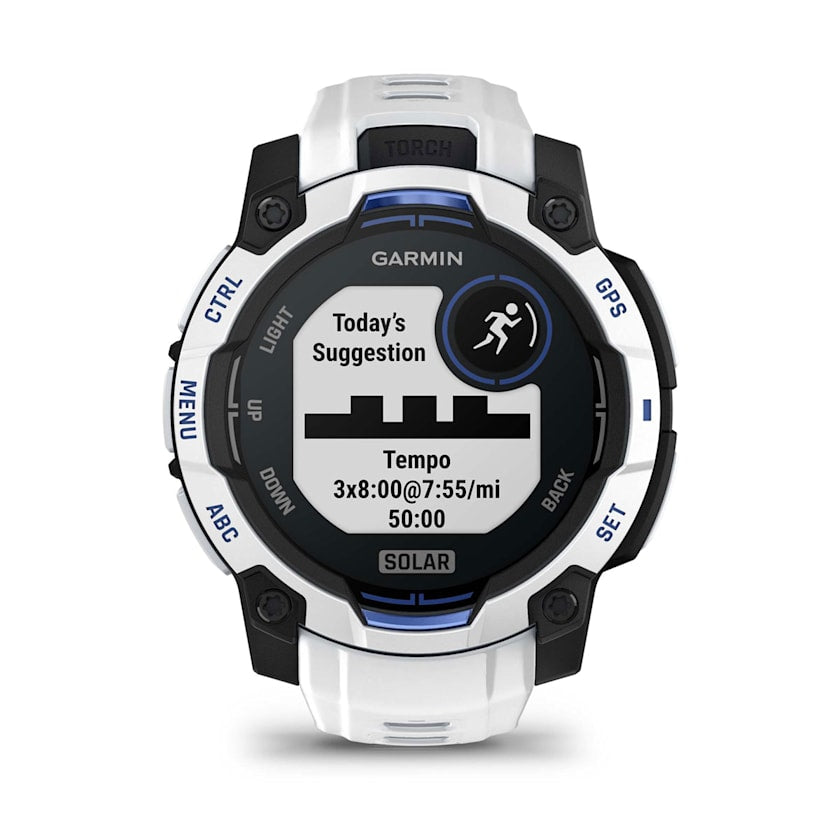 Garmin Instinct 3 45MM Solar Smart Watch with Whitestone and Bolt Blue Band - Whitestone | 49-GAR-010-02934-03 from Garmin - DID Electrical