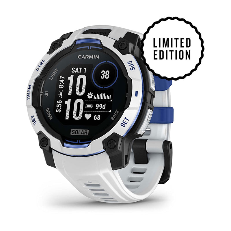 Garmin Instinct 3 45MM Solar Smart Watch with Whitestone and Bolt Blue Band - Whitestone | 49-GAR-010-02934-03 from Garmin - DID Electrical