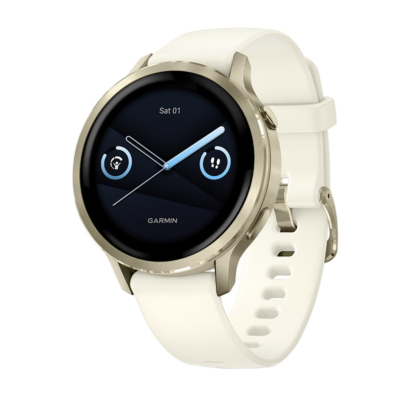 Garmin Venu 4 41MM Smart Watch with Bone Silicone Band - Lunar Gold | 49-GAR-010-03013-00 from Garmin - DID Electrical
