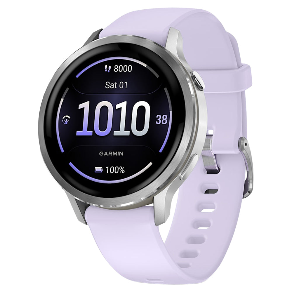 Garmin Venu 4 41MM Smart Watch with Periwinkle Silicone Band - Silver | 49-GAR-010-03013-01 from Garmin - DID Electrical