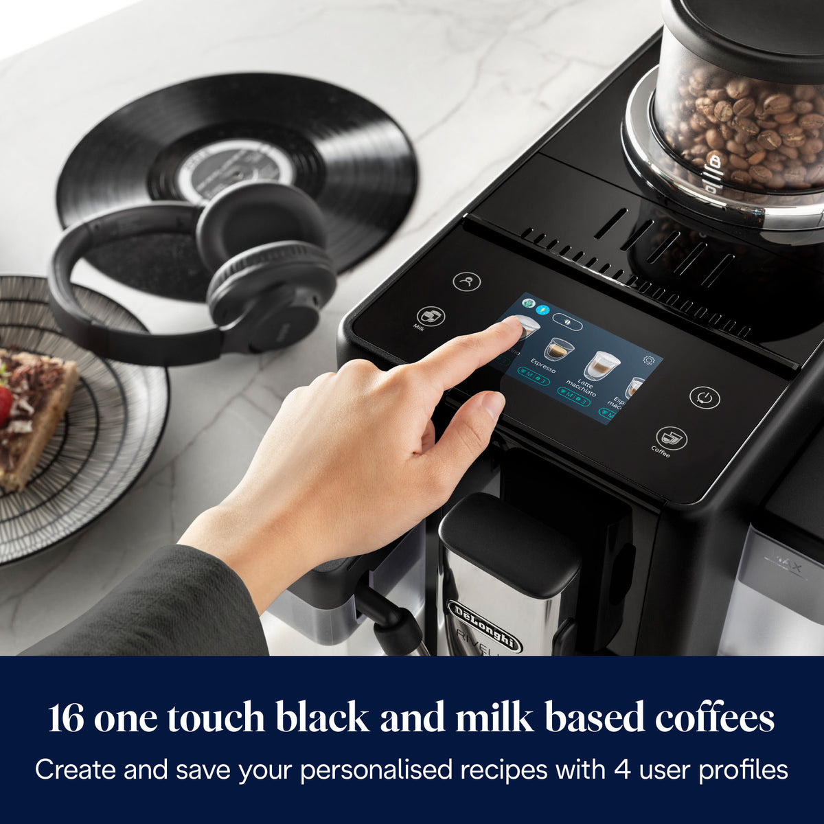 DeLonghi Rivelia 1.4L Automatic Bean to Cup Coffee Machine - Onyx Black | EXAM440.55.B