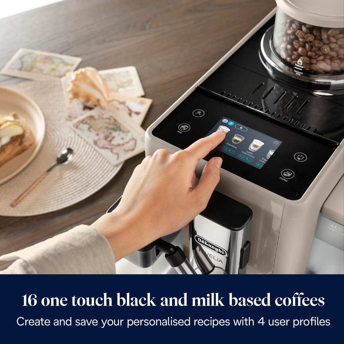DeLonghi Rivelia 1.4L Automatic Coffee Machine - Sand Beige | EXAM440.55.BG
