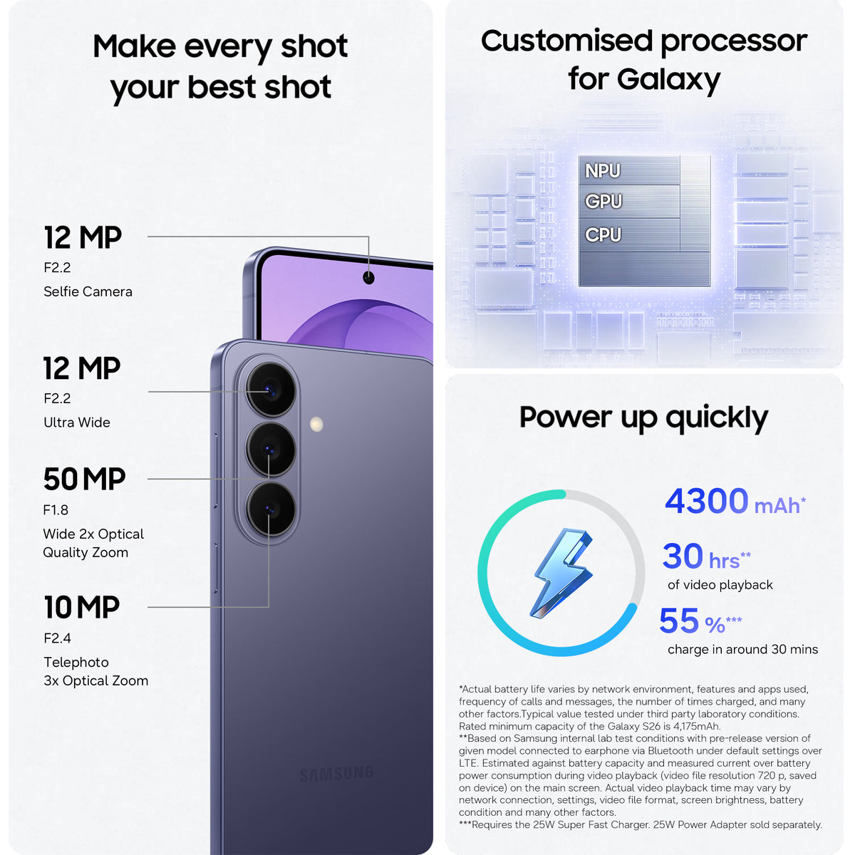 Samsung Galaxy S26 256GB 5G Smartphone - Cobalt Violet | SM-S942BZVGEUB from Samsung - DID Electrical