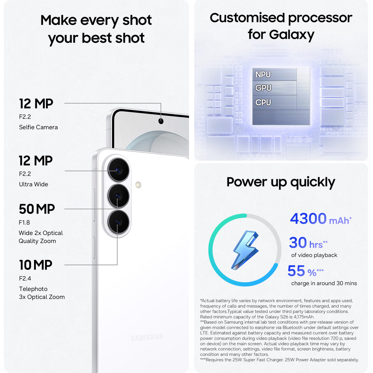 Samsung Galaxy S26 256GB 5G Smartphone - White | SM-S942BZWGEUB from Samsung - DID Electrical
