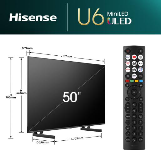 Hisense U6N 50&quot; 4K Smart TV - Black &amp; Dark Grey | 50U61NQ from Hisense - DID Electrical